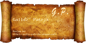 Galló Patrik névjegykártya